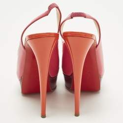 مملوكة مسبقًا Christian Louboutin Lady Peep Sling Size 38 Multicolor Patent Leather Platform Pumps