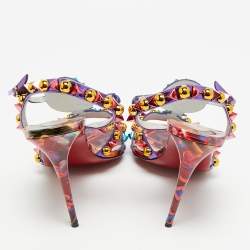 Pre Owned صندل كريستيان لوبوتان جولدورا بحزام الكاحل جلد لامع بنفسجي مقاس 38