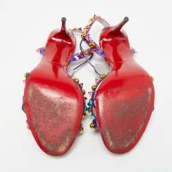 Pre Owned صندل كريستيان لوبوتان جولدورا بحزام الكاحل جلد لامع بنفسجي مقاس 38