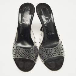 Pre Owned Christian Louboutin Degramule Size 39 Transparent PVC Slide Sandals