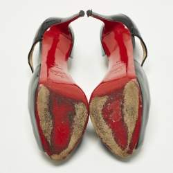 مملوكة مسبقًا حذاء كعب عالي كريستيان لوبوتان كاتشي تو جلد لامع أسود مقدمة مفتوحة مقاس 37