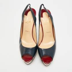 مملوكة مسبقًا حذاء كعب عالي كريستيان لوبوتان ليدي بيب جلد براء ات اختراع ثلاثي الألوان مقاس 41