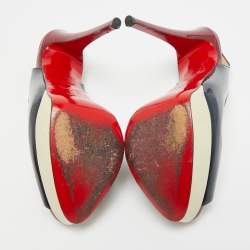 مملوكة مسبقًا حذاء كعب عالي كريستيان لوبوتان ليدي بيب جلد براءات اختراع ثلاثي الألوان مقاس 41