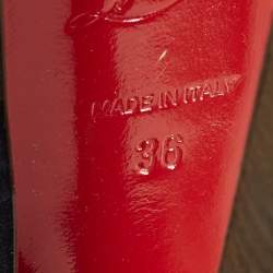 مملوكة مسبقًا صندل كريستيان لوبوتان حزام كاحل منصة جلد وبني أزرق بحري مقاس 36