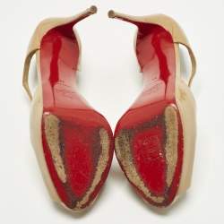 مملوكة مسبقًا Christian Louboutin Catchy Two Size 39 Beige Patent Leather Peep Toe Pumps