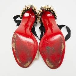 مملوكة مسبقًا صندل كريستيان لوبوتان بارباريسيما بي في سي وأسود مقدمة مفتوحة بكعب سيور عند الكاحل مقاس 38