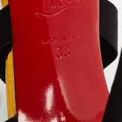 مملوكة مسبقًا صندل كريستيان لوبوتان بارباريسيما بي في سي وأسود مقدمة مفتوحة بكعب سيور عند الكاحل مقاس 38