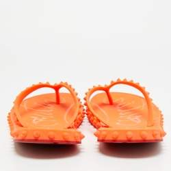 مملوكة مسبقًا Christian Louboutin Super Loubi Size 42 Orange Rubber Flat Slides
