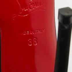 Pre Owned حذاء كعب عالي كريستيان لوبوتان ساتان أسود وبي في سي كريستال كروس مقاس 36.5