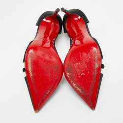 Pre Owned حذاء كعب عالي كريستيان لوبوتا ن ساتان أسود وبي في سي كريستال كروس مقاس 36.5