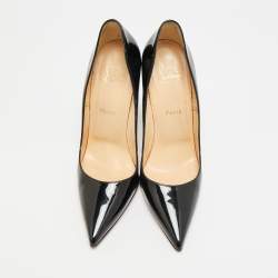 Pre Owned حذاء كعب عالي كريستيان لوبوتان سوكيت جلد لامع أسود مقاس 39.5