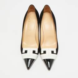 Pre Owned حذاء كعب عالي كريستيان لوبوتان هاو جلد أسود و شامواه مقاس 38