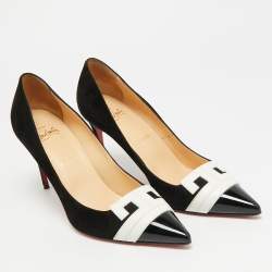 Pre Owned حذاء كعب عالي كريستيان لوبوتان هاو جلد أسود و شامواه مقاس 38