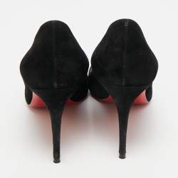 Pre Owned حذاء كعب عالي كريستيان لوبوتان هاو جلد أسود و شامواه مقاس 38