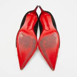 Pre Owned حذاء كعب عالي كريستيان لوبوتان هاو جلد أسود و شامواه مقاس 38