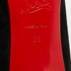 Pre Owned حذاء كعب عالي كريستيان لوبوتان هاو جلد أسود و شامواه مقاس 38