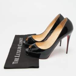 Pre Owned Christian Louboutin Very Prive Size 40 Black Patent Leather Peep Toe Pumps