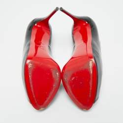 Pre Owned Christian Louboutin Very Prive Size 40 Black Patent Leather Peep Toe Pumps