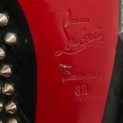 Pre Owned Christian Louboutin Clou Noeud Size 39 Black Leather Spikes Slingback Pumps