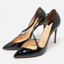 مملوكة مسبقًا Christian Louboutin Jumping Size 38 Black Patent Leather D'orsay Pumps