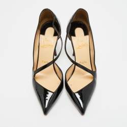 مملوكة مسبقًا Christian Louboutin Jumping Size 38 Black Patent Leather D'orsay Pumps