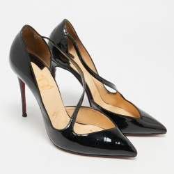 مملوكة مسبقًا Christian Louboutin Jumping Size 38 Black Patent Leather D'orsay Pumps