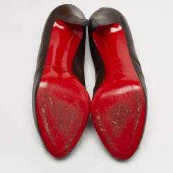 Pre Owned Christian Louboutin Pique Prive Size 41 Brown Leather Platform Pumps