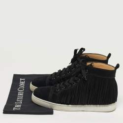 مملوكة مسبقًا حذاء رياضي كريستيان لوبوتان كوشيليتو شامواه أسود عال من الأعلى مقاس 40