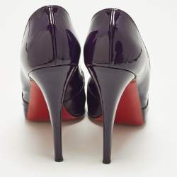 Pre Owned Christian Louboutin Pique Prive Size 41 Purple Patent Leather Platform Pumps