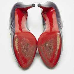 Pre Owned Christian Louboutin Pique Prive Size 41 Purple Patent Leather Platform Pumps