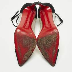 Pre Owned حذاء كعب عالي كريستيان لوبوتان بيس اون بوت بي في سي شفاف/أسود وجلد سويدي مقاس 37