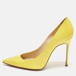 مملوكة مسبقًا Christian Louboutin Kate Size 37 Yellow Patent Leather Pumps