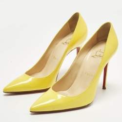 مملوكة مسبقًا Christian Louboutin Kate Size 37 Yellow Patent Leather Pumps