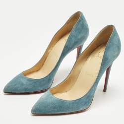 مملوكة مسبقًا Christian Louboutin Pigalle Follies Size 37 Blue Suede Pumps