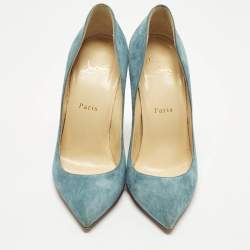 مملوكة مسبقًا Christian Louboutin Pigalle Follies Size 37 Blue Suede Pumps