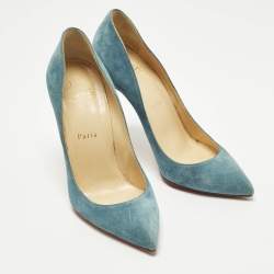مملوكة مسبقًا Christian Louboutin Pigalle Follies Size 37 Blue Suede Pumps