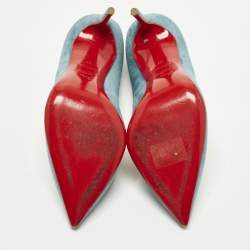 مملوكة مسبقًا Christian Louboutin Pigalle Follies Size 37 Blue Suede Pumps