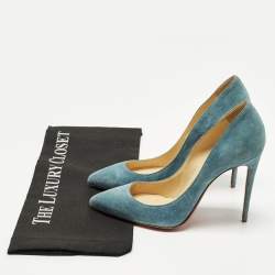 مملوكة مسبقًا Christian Louboutin Pigalle Follies Size 37 Blue Suede Pumps