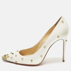مملوكة مسبقًا Christian Louboutin Degraspike Size 37 White Leather Pumps