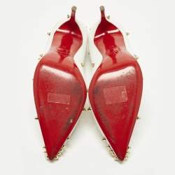 مملوكة مسبقًا حذاء كعب عالي كريستيان لوبوتان ديغراسبايك جلد أبيض مقاس 38