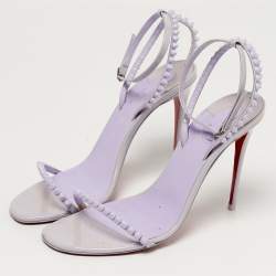 Pre Owned صندل كريستيان لوبوتان سو مي جلد لامع بنفسجي مع حزام للكاحل مقاس 38
