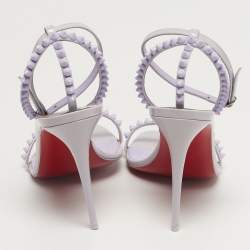 Pre Owned صندل كريستيان لوبوتان سو مي جلد لامع بنفسجي مع حزام للكاحل مقاس 38