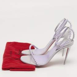 Pre Owned صندل كريستيان لوبوتان سو مي جلد لامع بنفسجي مع حزام للكاحل مقاس 38