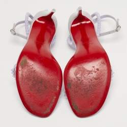 Pre Owned صندل كريستيان لوبوتان سو مي جلد لامع بنفسجي مع حزام للكاحل مقاس 38