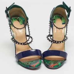 Pre Owned صندل كريستيان لوبوتان شوكا لوكس جلد براءات اخ تراع ملون سير كاحل مقاس 39