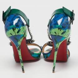 Pre Owned صندل كريستيان لوبوتان شوكا لوكس جلد براءات اختراع ملون سير كاحل مقاس 39