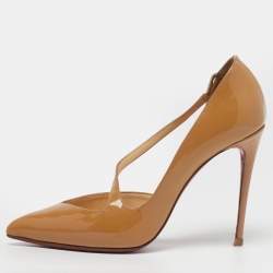 مملوكة مسبقًا Christian Louboutin Jumping Size 38 Beige Patent Leather D'orsay Pumps