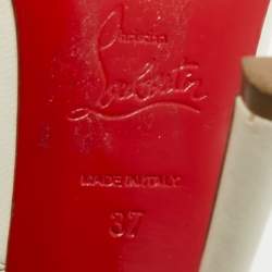 Pre Owned صندل كريستيان لوبوتان مالي فيسيما جلد أبيض بحزام للكاحل مقاس 37