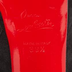 Pre Owned Christian Louboutin Lady Daf Size 36.5 Black Suede Booty Platform Ankle Length Boots