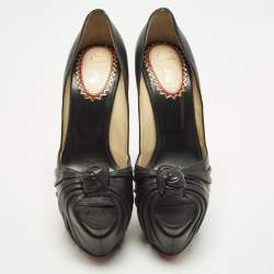 Pre Owned Christian Louboutin Lady Gres Size 41 Black Leather Peep Toe Pumps